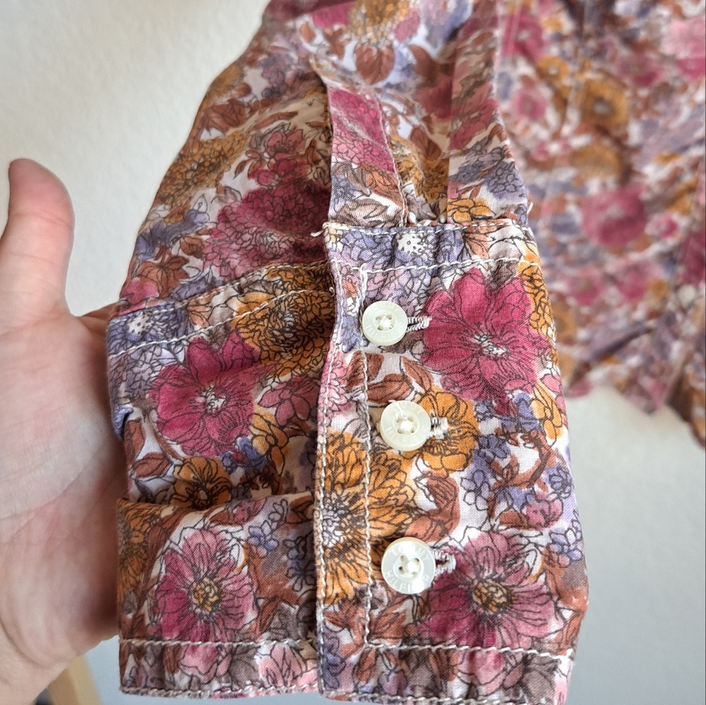 Tommy Hilfiger Pink Fall Floral Longsleeve Button Down Size Medium - Picture 2 of 9
